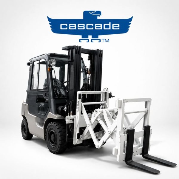 Cascade forklift attachment, push-pull mechanism fitted to forklift