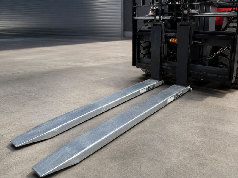 Forklift extension slippers fitted to a forklift